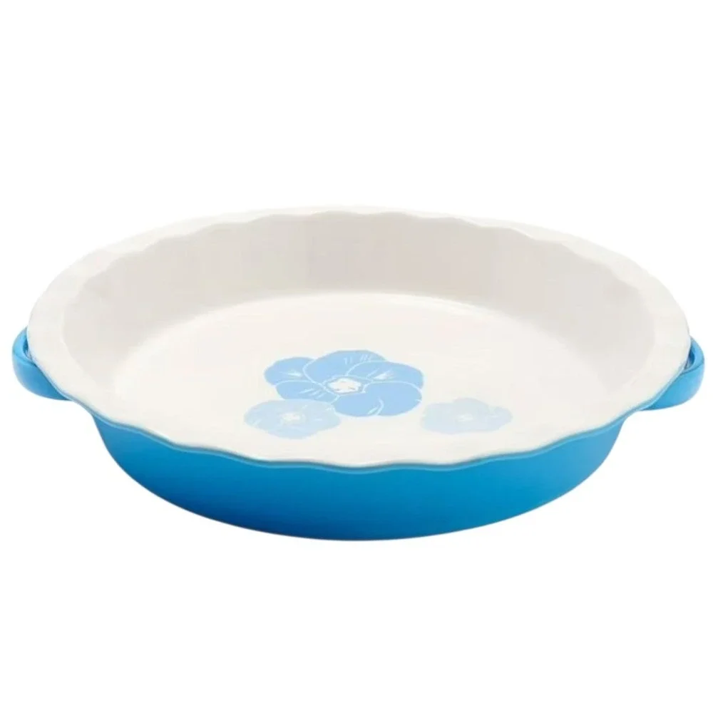 Sweet Heritage Ruffled Sweetie Pie Baking Dish Light Blue Floral Carla Hall